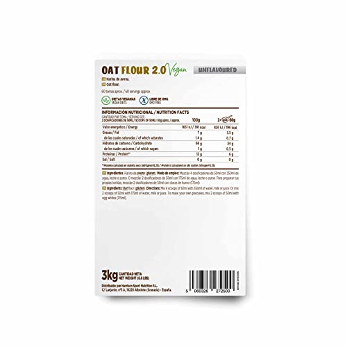 Harina de Avena de Sabores de HSN | Natural 3Kg = 60 Tomas | Instant Oatmeal | Ideal para Batidos, Tortitas de Avena y Claras | Sin Azúcares añadidos