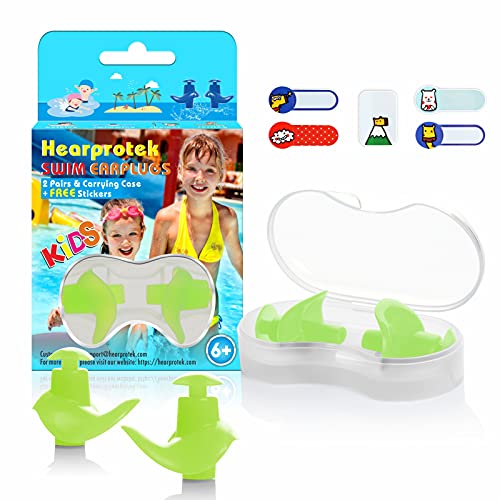 Hearprotek Natación Tapones para los oídos, 2 Pares Tapones de Silicona Reutilizables a Prueba de Agua para Nadadores duchas de baño y Otros Deportes acuáticos Tamaño para niños (Verde)
