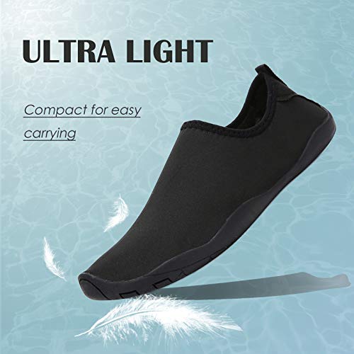 HOTROAD Zapatos de Agua Ligeros Descalzos Sandalias de Playa sin Cordones para Mujeres, Hombres y niños River Camping Travel Deportes Running Surf Shoes-001-Negro 42