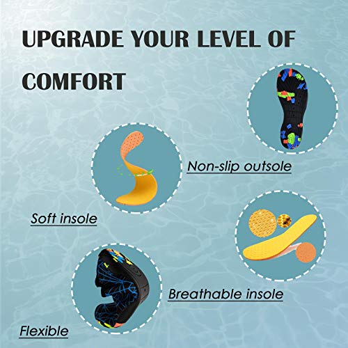 HOTROAD Zapatos de Agua Ligeros Descalzos Sandalias de Playa sin Cordones para Mujeres, Hombres y niños River Camping Travel Deportes Running Surf Shoes-001-Negro 42