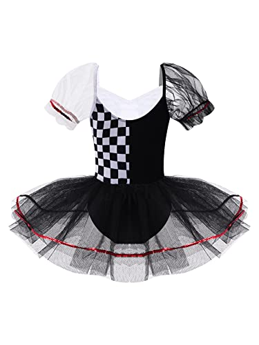 IEFIEL Vestido de Danza Ballet Niña para Fiesta Carnaval Maillot Tutú Princesa de Patinaje Artistico Vestido Lentejuelas de Danza Moderna W Negro 5-6 años