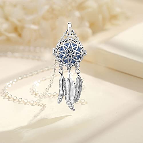 INFUSEU Collares Aromaterapia Aceites Esenciales, Colgante Aromaterapia Mujer Collar Difusor de Aroma Plateado Dream Catcher Colgantes Bisutería Mujer Colgante Mujer Personalizado