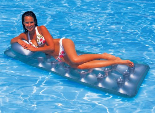 INTEX 58894EU - Colchoneta hinchable 18 vasos plata + almohada 188x71 cm