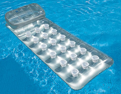 INTEX 58894EU - Colchoneta hinchable 18 vasos plata + almohada 188x71 cm