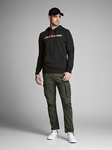 JACK & JONES Jjecorp Logo Sweat Hood Noos_12137054, Hombre, Negro (Black),L