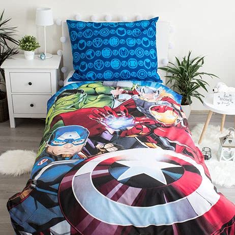 Juego de cama de Los Vengadores, brilla en la oscuridad, tamaño: 140 x 200 cm, 70 x 90 cm, 100% algodón