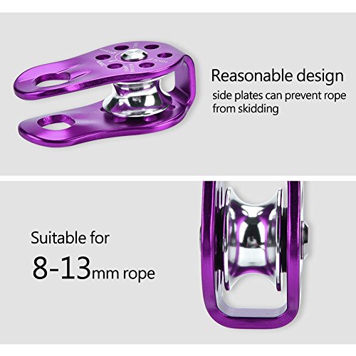 Keenso Polea para Escalar, Polea Fuerte para Cuerdas, Equipo de Accesorios de Seguridad(Púrpura)