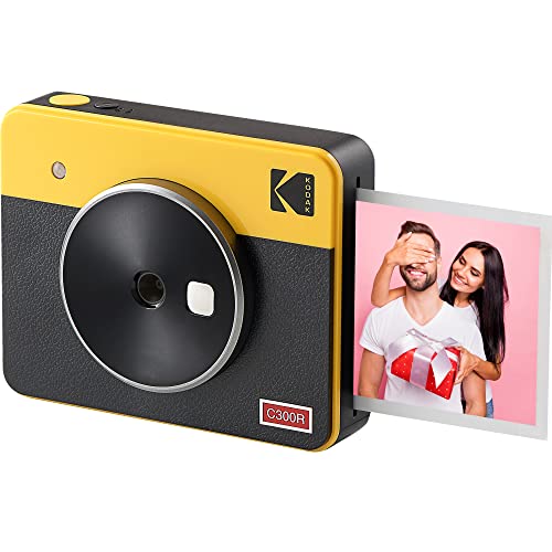 Kodak Mini Shot 3 Retro Cámara Instantánea Portátil e Impresora Fotográfica, iOS, Android y Bluetooth, 76x76 mm, Tecnología 4Pass, 8 Hojas - Blanco