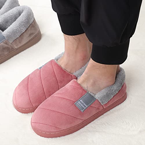 LACOFIA Zapatillas de Estar por Casa de Mujer Cerradas Pantuflas Señora Invierno con Suela de Goma Antideslizante para Interiores y Exteriores Rosa Oscuro 36/37