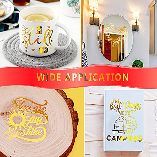 Lámina de vinilo holográfica cromada de Oro, brillante metálico adhesivo permanente Gold rollo 30,5 x 250cm, para manualidades, herramientas Silhouette Cameo Cricut (Oro)