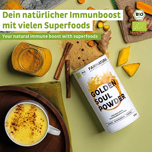 LECHE DORADA ORGANICA 2.0 I Golden Milk Cúrcuma Latte en polvo con jengibre y muchos más súper alimentos [de Alemania] Bebida Láctea Dorada en polvo con cúrcuma - 200g