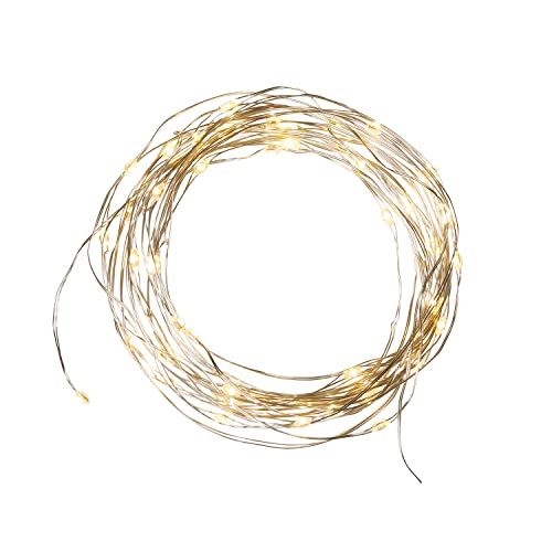 Lights4fun - Guirnalda de Luces con 50 Micro LED de Luz Blanca Cálida de Pilas