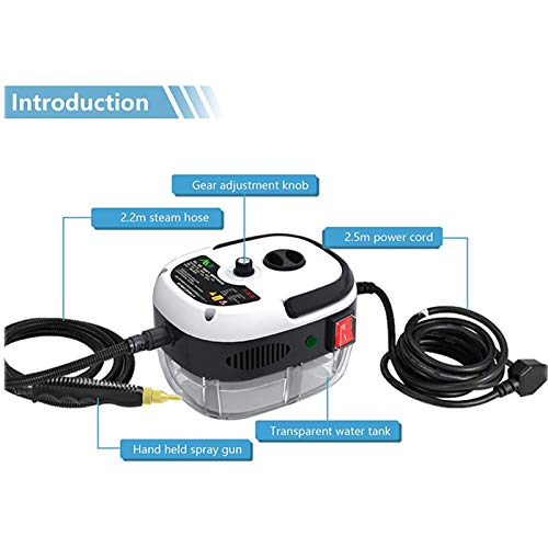 Limpiador A Vapor De Alta Presión Y Alta Temperatura, Máquina De Limpieza a Vapor Portátil De 2500W Para Cocina, Inodoro, Asiento De Automóvil, Pisos 110-220V,Blanco