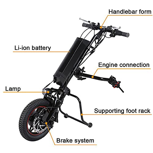 LNLN Precursor De Silla De Ruedas EléCtrica, Kit De ConversióN De Silla De Ruedas, BateríA De 36 V 8 Ah, Motor EléCtrico Manual De 350 W, Rueda para Silla De Ruedas, ExtraíBle