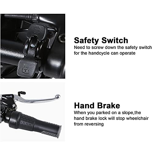 LNLN Precursor De Silla De Ruedas EléCtrica, Kit De ConversióN De Silla De Ruedas, BateríA De 36 V 8 Ah, Motor EléCtrico Manual De 350 W, Rueda para Silla De Ruedas, ExtraíBle