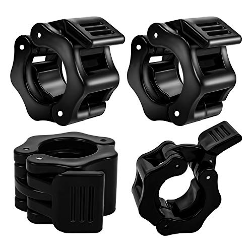 LuluDa 4Pcs Abrazaderas de Barra de Liberación Rápida de 25 mm, Bloqueadores para Barras de Pesas, Hebilla para Mancuernas, Abrazaderas Barra Olimpica para Levantamiento de Pesas Entrenamiento(Negro)
