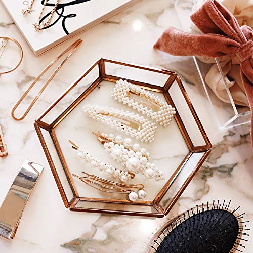 Makone Pinzas Horquillas Perlas Pelo Mujeres Artificiales Resina Acrílica Clips, Perlas Pinzas Para el Cabellola Fiesta de Bodas de la Novia de Dama de Niña Accesorios (12 PCS)