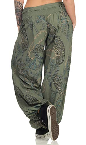 Malito Mujer Pantalón Estampado Yoga Pantalón-Anchos 3485 (Adecuado de la Talla 36 hasta 44, Oliva)
