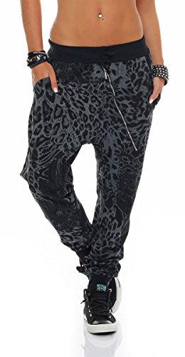 Malito Pantalón Leo-Design Boyfriend Torcedura Baggy Aladin Bombacho Sudadera Envolver 3344 Mujer Talla Única (Negro)