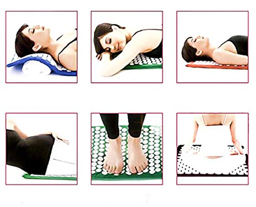 Marbeine - Kit de alfombra de acupresión con almohada de masaje portátil para aliviar el dolor corporal, color morado