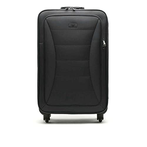 MISAKO Maleta Grande de Viaje Leslie Unisex Negra | Maleta Elegante de Nylon Blanda | 77x46x26cm | Maleta Grande para Viajes | 4 Ruedas | Semirígida - 3KG