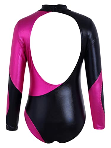 MSemis Maillot Manga Larga de Gimnasia Ritmica Niña Maillot Manga Larga de Patinaje Artistico Body Elástico de Danza Clásica Disfraz de Bailarina F Morado 7-8 años