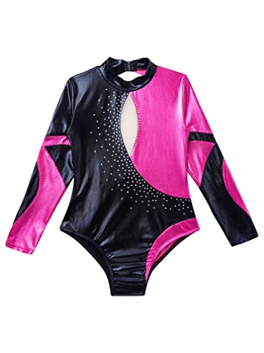 MSemis Maillot Manga Larga de Gimnasia Ritmica Niña Maillot Manga Larga de Patinaje Artistico Body Elástico de Danza Clásica Disfraz de Bailarina F Morado 7-8 años