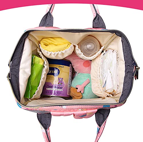 NC Mommy Bag Unicorn Mommy Bag Multifuncional Gran Capacidad Maternidad y Bebé Bolsa de Leche Botella Mochila Mochila Mochila Prenatal Bolsa Rosa