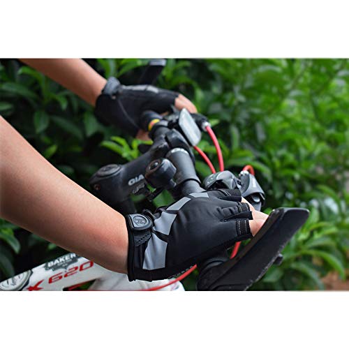 Nesirooh Guantes de MTB Hombre y Mujer, Guantes de Ciclismo Medio Dedos Verano para Moto Bicicleta Bici Gimnasio Hombres Antideslizante Transpirable (Negro Gris, L)