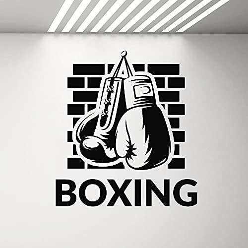 NSRJDSYT Guantes de Boxeo Silueta Vinilo Pegatinas de Pared para Gimnasio Deportes Lucha Artes Marciales Pegatinas de Pared decoración de habitación Papel Tapiz 84x93cm