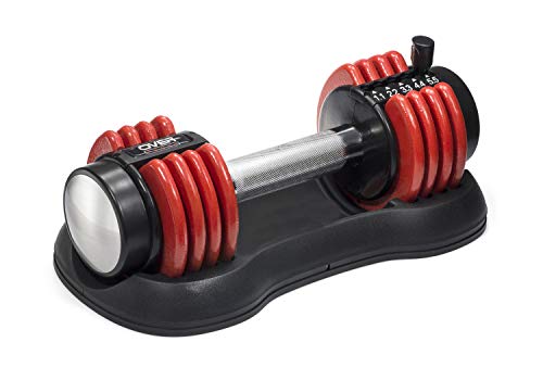 OVER SPORT Mancuernas Ajustables para Gimnasio o Hacer Deporte en Casa - Pesas con Discos Regulables para musculación para Hombre y Mujer- Pesas Ajustables (Individual 5,5 Kilos)