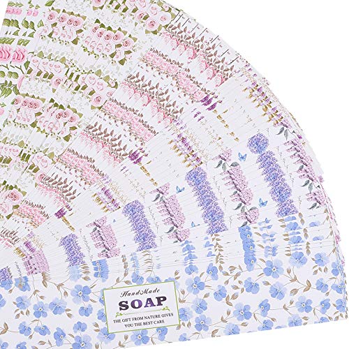 PandaHall 60pcs 6 Estilo Envolturas de Jabón Cinta de Papel de Envoltura de Jabón Vertical Etiquetas de Jabón Casero, Jabón Caja de Regalo Embalaje