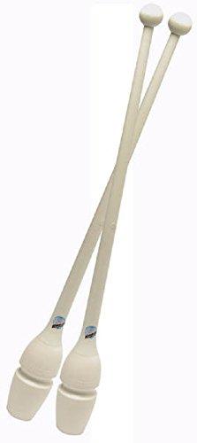 Pastorelli Clubes de gimnasia rítmica conectables, mod. MASHA - 45,20 cm Monocolor (Blanco)