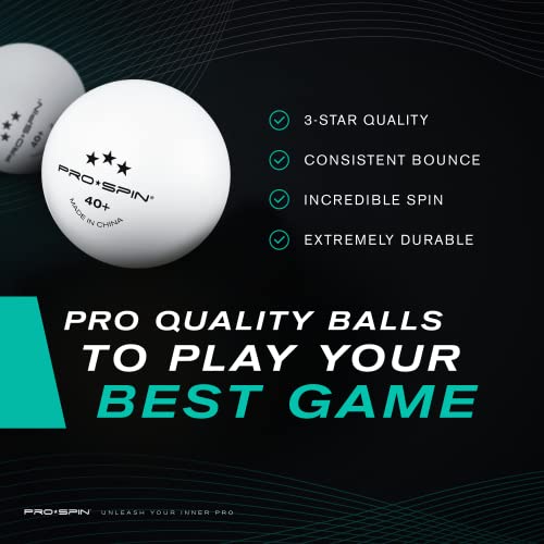 PRO-SPIN Pelotas de Ping Pong - Blanco - Pelotas 3-Estrellas 40+ (Pack de 12) para Tenis de Mesa | Pelotas ABS de Alto Rendimiento y Durabilidad para Mesa de Ping Pong Interior/Exterior, Competición