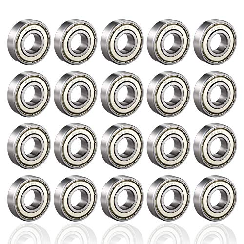 PUPOUSE 608ZZ Rodamientos de bolas de metal 608zz, 20 unidades, doble blindado en miniatura, para monopatín, patinete, patines en línea, 8 mm x 22 mm x 7 mm