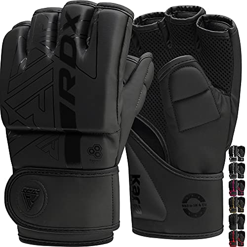 RDX Guantes MMA Artes Marciales Entrenamiento, Precurvado Maya Hide Cuero Grappling Guantillas, Kara Ventilada Palma Gloves, Muay Thai Kick Boxing Sparring Saco de Boxeo Lucha Libre Combate Training