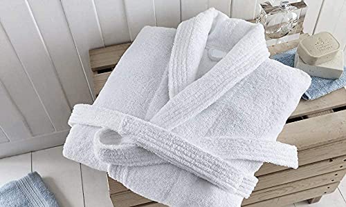 ROYAL EUROPE TEXTILE SL Bata de baño Unisex, Talla M, Estilo clásico, Albornoz Rizo Americano de 100% algodón, con Bolsillos y cinturón. para Hombre y Mujer.