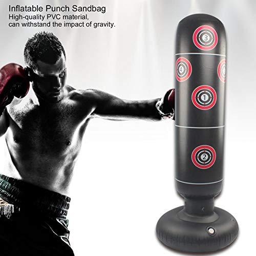 Saco de Boxeo, Saco de Boxeo Inflable de 160 cm Adultos Jóvenes Niños Hits Herramienta de Entrenamiento Hombres Stand Saco de Kickboxing para el Gimnasio de la Oficina en casa