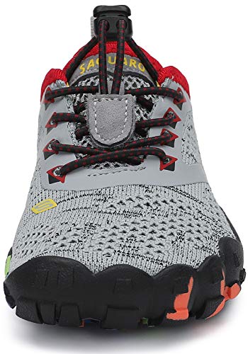 SAGUARO Barefoot Zapatillas de Trail Running Niños Niñas Minimalistas Zapatos de Deporte Antideslizantes Calzado Descalzos para Fitness Caminar Correr en Asfalto Montaña Senderismo Agua, Gris, 36 EU