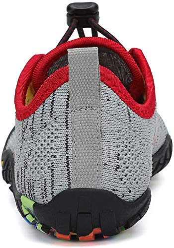 SAGUARO Barefoot Zapatillas de Trail Running Niños Niñas Minimalistas Zapatos de Deporte Antideslizantes Calzado Descalzos para Fitness Caminar Correr en Asfalto Montaña Senderismo Agua, Gris, 36 EU