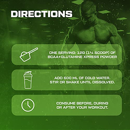 Scitec Nutrition BCAA + Glutamine Xpress, Bebida en polvo de aminoácidos aromatizada, con glutamina y taurina, sin azúcar, sin gluten, 300 g, Manzana