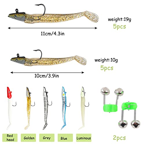 Señuelos Pesca Goma 10PCS Señuelos de Pesca Spinning Cebos Artificiales Kit de Pesca 11/10cm con Caja para Lucio para la Pesca de Agua Salada, Trucha, Perca(10PCS)