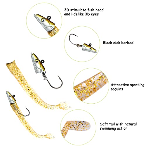 Señuelos Pesca Goma 10PCS Señuelos de Pesca Spinning Cebos Artificiales Kit de Pesca 11/10cm con Caja para Lucio para la Pesca de Agua Salada, Trucha, Perca(10PCS)