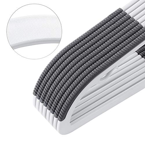 SONGMICS Paquete de 30 Perchas, Plástico, para Trabajo Pesado con Diseño Antideslizante, para Ropa, Ahorran Espacio, 0,6 cm de Grosor, Gancho Giratorio de 360°, 42 cm de Ancho, Blanco CRP20WG30