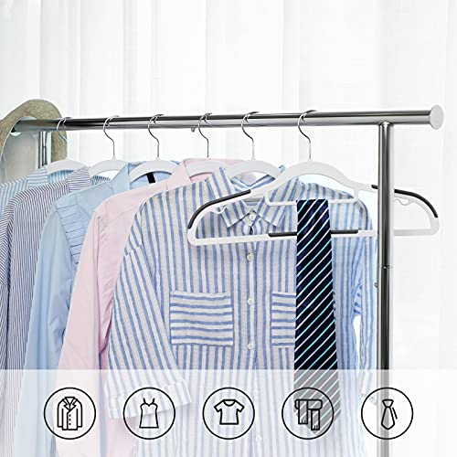 SONGMICS Paquete de 30 Perchas, Plástico, para Trabajo Pesado con Diseño Antideslizante, para Ropa, Ahorran Espacio, 0,6 cm de Grosor, Gancho Giratorio de 360°, 42 cm de Ancho, Blanco CRP20WG30