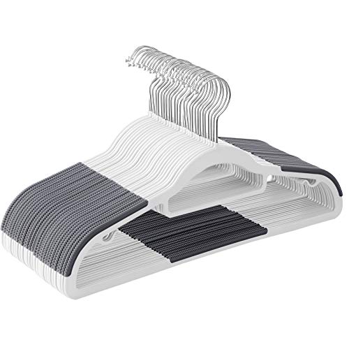 SONGMICS Paquete de 30 Perchas, Plástico, para Trabajo Pesado con Diseño Antideslizante, para Ropa, Ahorran Espacio, 0,6 cm de Grosor, Gancho Giratorio de 360°, 42 cm de Ancho, Blanco CRP20WG30