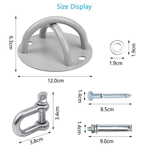 Soporte de Pared de Suspensión BIGKASI Entrenamiento en Suspensión Techo Fijación para Correas de Suspensión/Anillos de Gimnasia/Columpios de Yoga/Banda de Resistencia/Cuerda 4pcsTornillos con Tacos