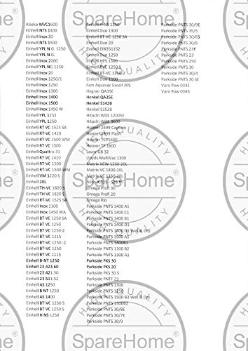 SpareHome 5 Bolsas de Alta filtración compatibles con aspiradores Parkside Lidl, PNTS1250, PNTS1250/9, PNTS1300, PNTS1400, PNTS1300A1, PNTS1300B2, 1300C3