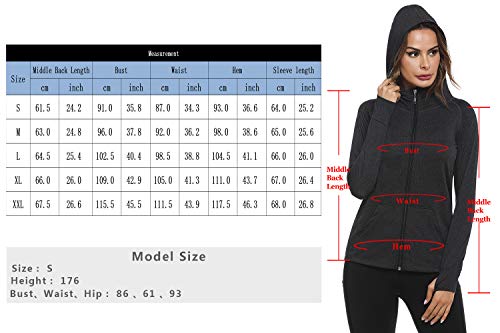 Sykooria Sudadera con Capucha Mujer Otoño Invierno Chaqueta Cálida Mujer Deportes Chaqueta Transpirable de Manga Larga con Cremallera para Correr Fitness-Vino Tinto-M