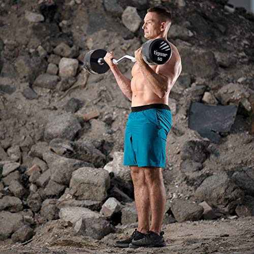 Tiguar Barbell Curl - Barra de pesas (poliuretano, 10 kg), color negro